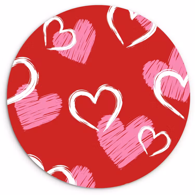 Patroon - Hartjes - Roze - Valentijn Wandcirkel kunststof plaat 5mm dik klein -3d