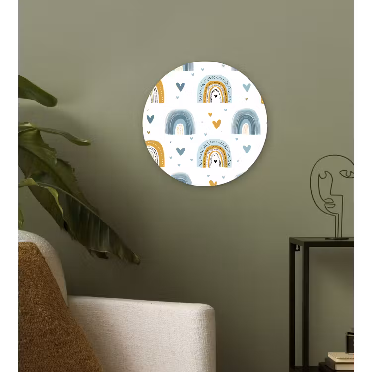 Patroon - Regenboog - Hartjes Wandcirkel kunststof plaat 5mm dik klein -sfeer3