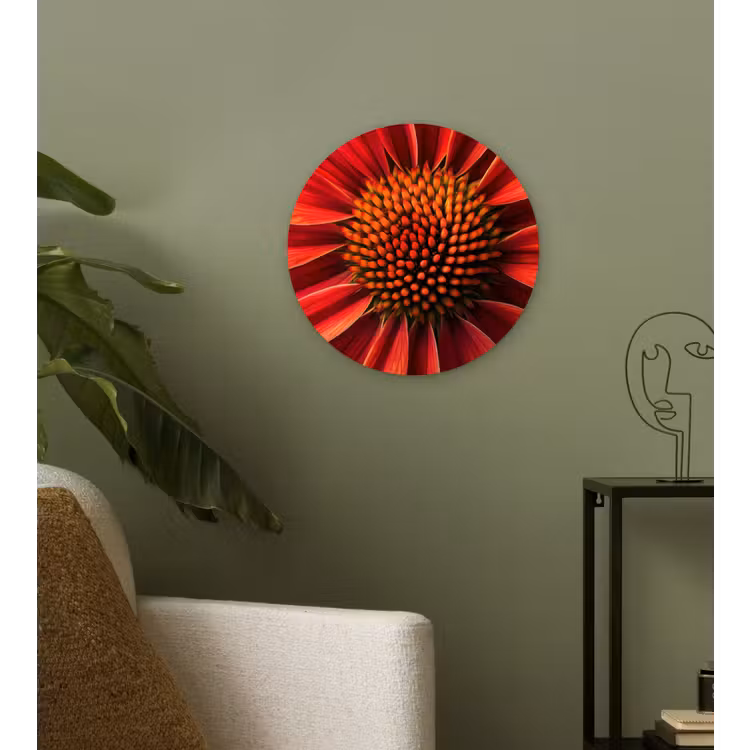 Close up - Bloem- Rood Wandcirkel kunststof plaat 5mm dik klein -sfeer3