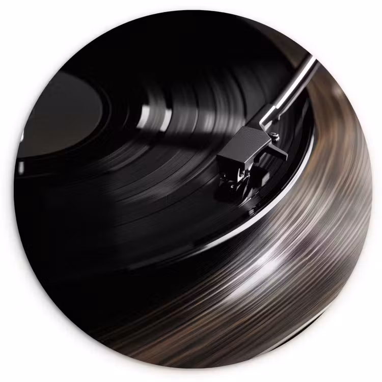 Close-up - Vinylplaat - Platenspeler - Zwart Wandcirkel kunststof plaat 5mm dik klein -3d