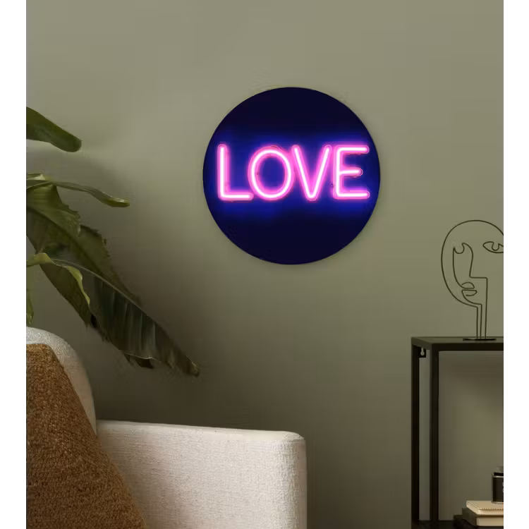 Neon - Love - Valentijn Wandcirkel kunststof plaat 5mm dik klein -sfeer3