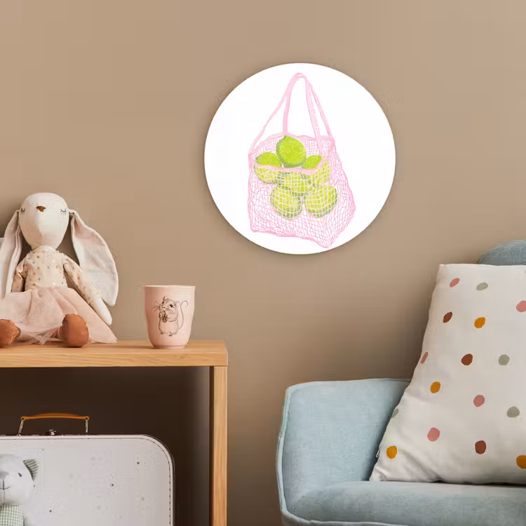 Netzakje - Roze - Illustratie - Limoenen Wandcirkel kunststof plaat 5mm dik klein -tsfeer1_kind