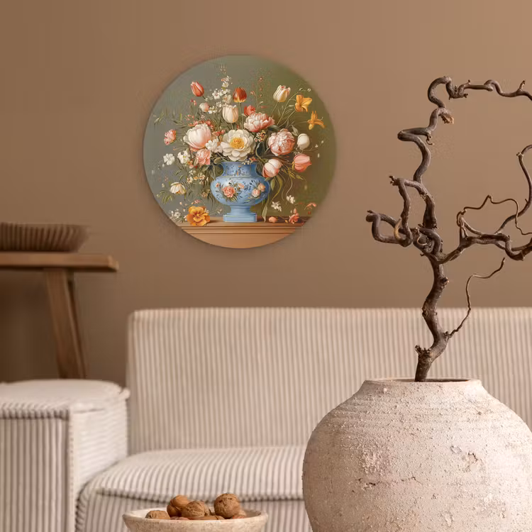 Neutral - Bloemen - Boeket - Vaas Wandcirkel kunststof plaat 5mm dik klein -sfeer1