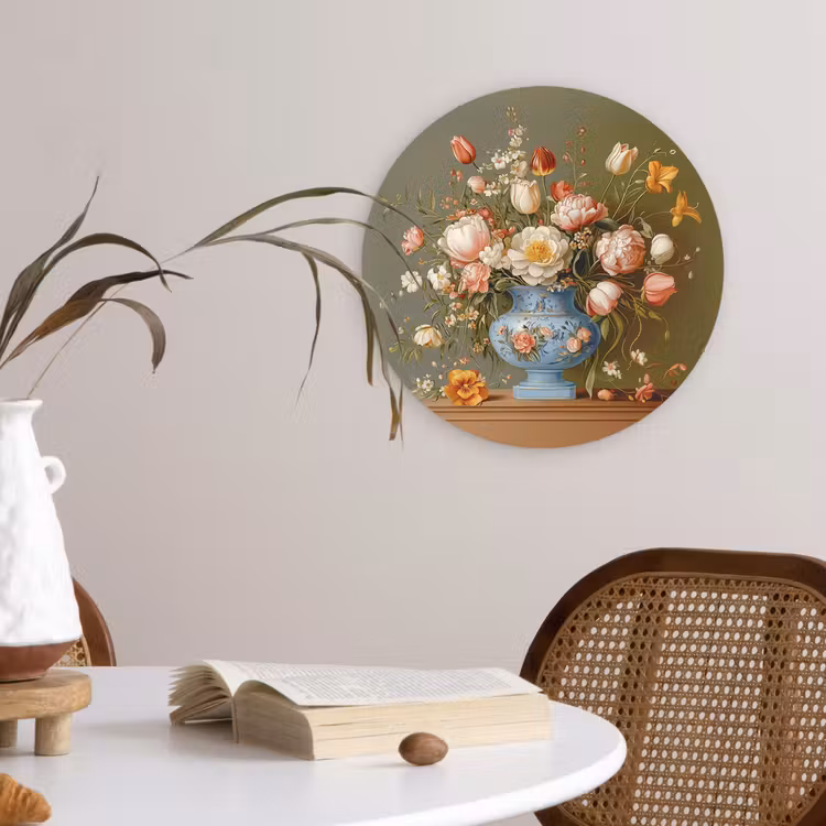 Neutral - Bloemen - Boeket - Vaas Wandcirkel kunststof plaat 5mm dik klein -sfeer4