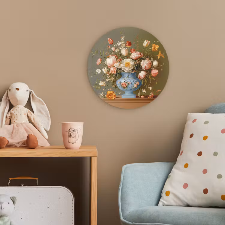 Neutral - Bloemen - Boeket - Vaas Wandcirkel kunststof plaat 5mm dik klein -tsfeer1_kind
