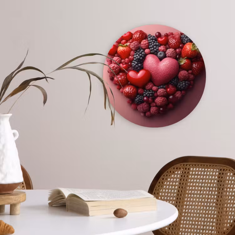 Fruit - Hartjes - Aardbeien - Frambozen - Bosbessen Wandcirkel kunststof plaat 5mm dik klein -sfeer4