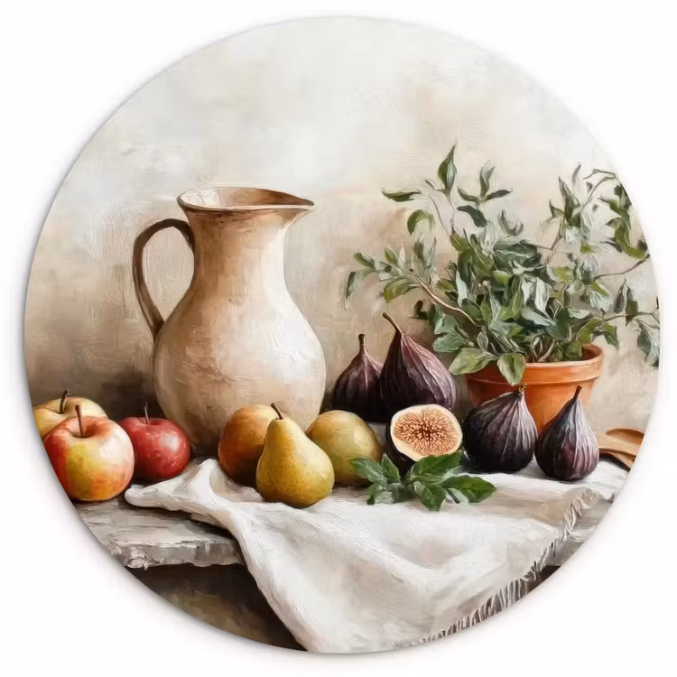 Fruit - Kruiden - Landelijk Wandcirkel kunststof plaat 5mm dik klein -3d