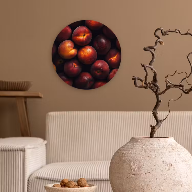 Fruit - Close up - Nectarines Wandcirkel kunststof plaat 5mm dik klein -sfeer1