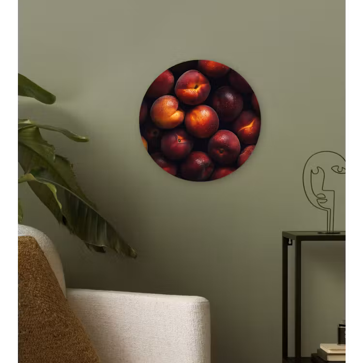 Fruit - Close up - Nectarines Wandcirkel kunststof plaat 5mm dik klein -sfeer3