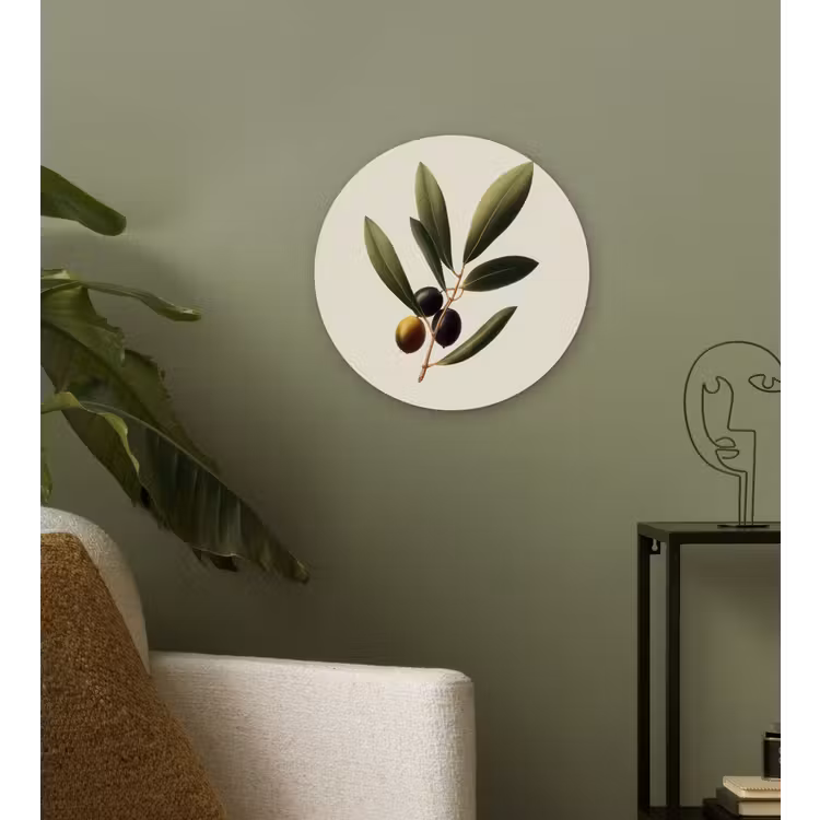 Olijftak - Donkergroen - Olijven Wandcirkel kunststof plaat 5mm dik klein -sfeer3