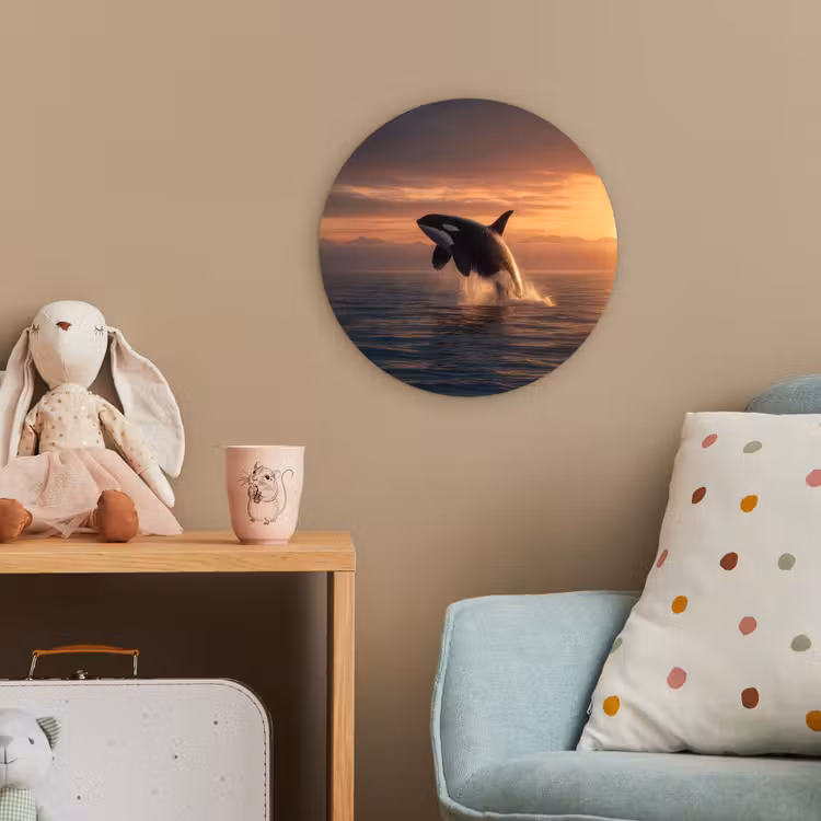 Orka - Zee - Zonsondergang Wandcirkel kunststof plaat 5mm dik klein -tsfeer1_kind