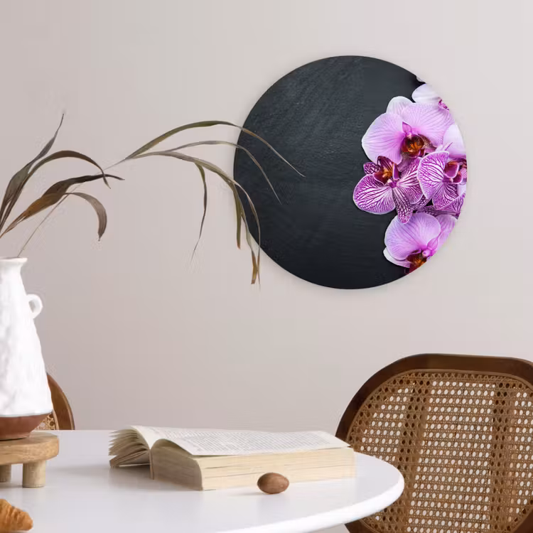 Orchidee - Bloemen - Roze - Flora Wandcirkel kunststof plaat 5mm dik klein -sfeer4
