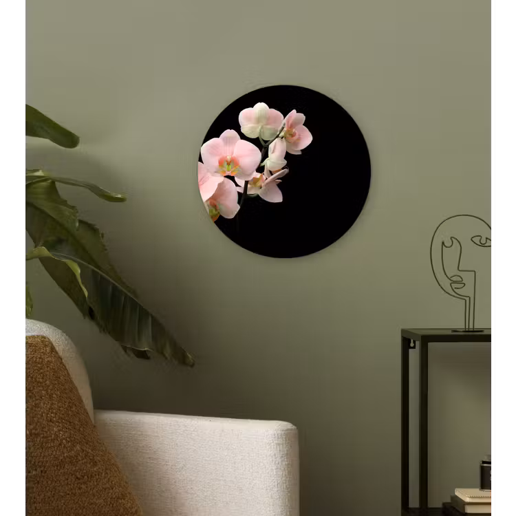 Orchidee - Bloemen - Roze - Stilleven - Flora Wandcirkel kunststof plaat 5mm dik klein -sfeer3