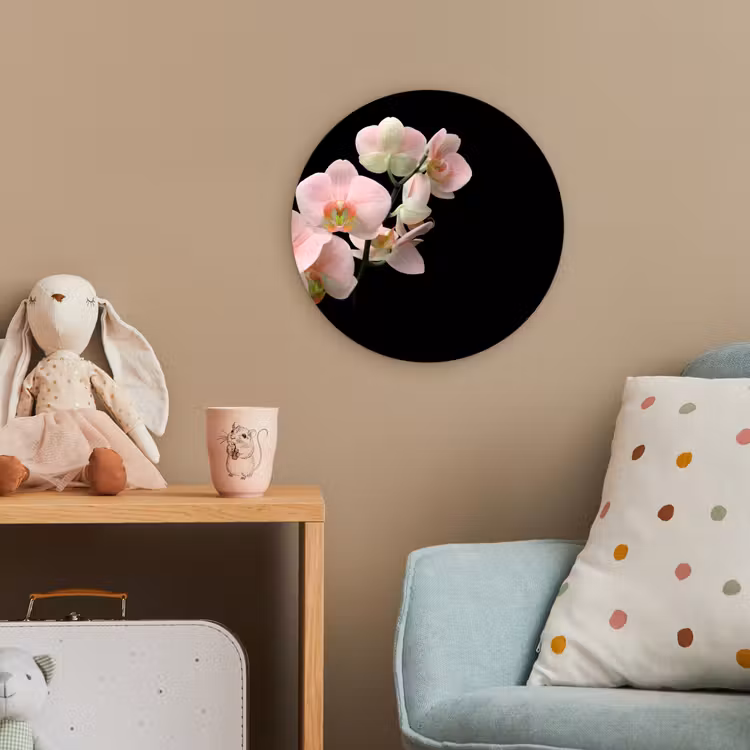 Orchidee - Bloemen - Roze - Stilleven - Flora Wandcirkel kunststof plaat 5mm dik klein -tsfeer1_kind