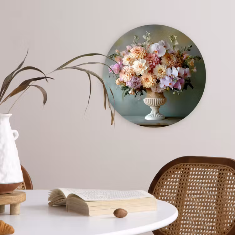 Orchidee - Boeket - Vaas - Bloemen Wandcirkel kunststof plaat 5mm dik klein -sfeer4