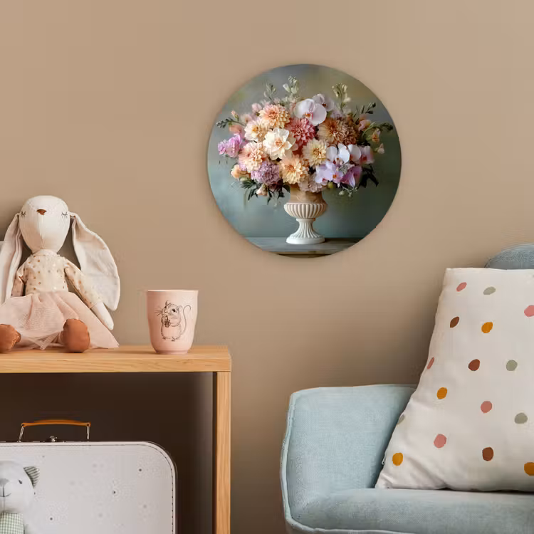 Orchidee - Boeket - Vaas - Bloemen Wandcirkel kunststof plaat 5mm dik klein -tsfeer1_kind