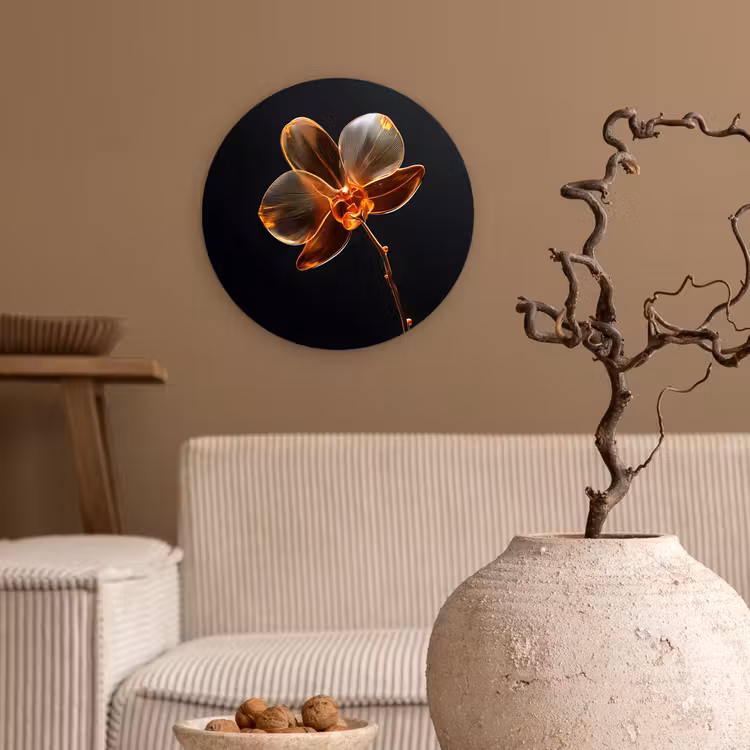 Orchidee - Doorzichtig - Bloem Wandcirkel kunststof plaat 5mm dik klein -sfeer1