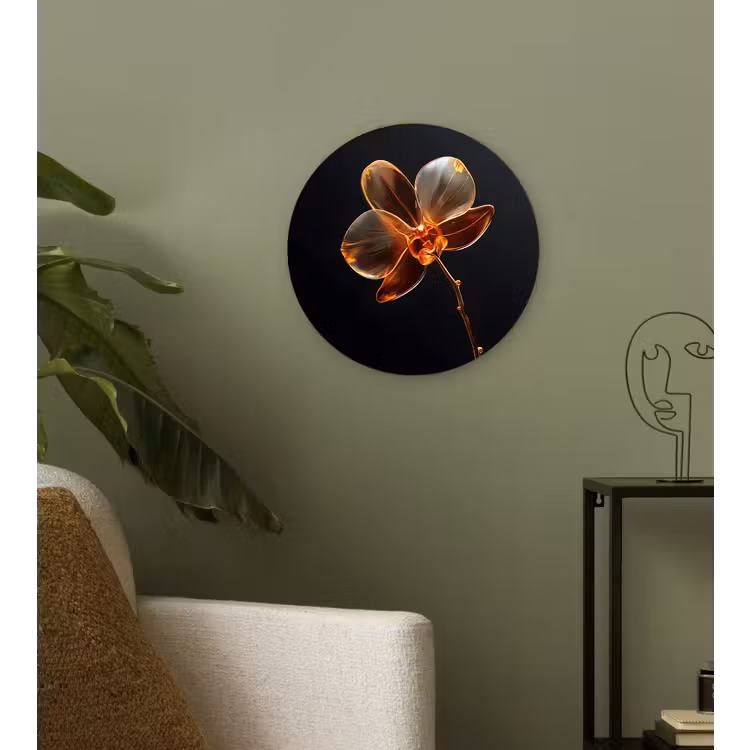 Orchidee - Doorzichtig - Bloem Wandcirkel kunststof plaat 5mm dik klein -sfeer3