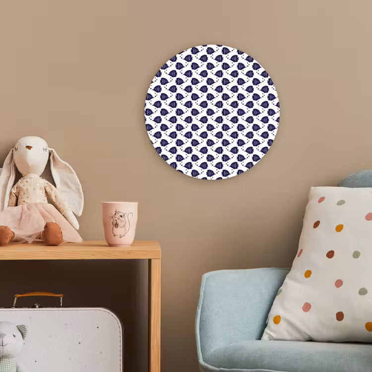 Oceaan - Vis - Blauw - Wit Wandcirkel kunststof plaat 5mm dik klein 188 -tsfeer1_kind