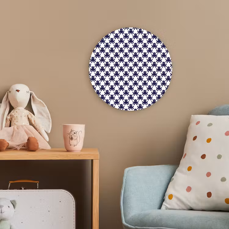 Oceaan - Octo - Blauw - Wit Wandcirkel kunststof plaat 5mm dik klein 188 -tsfeer1_kind