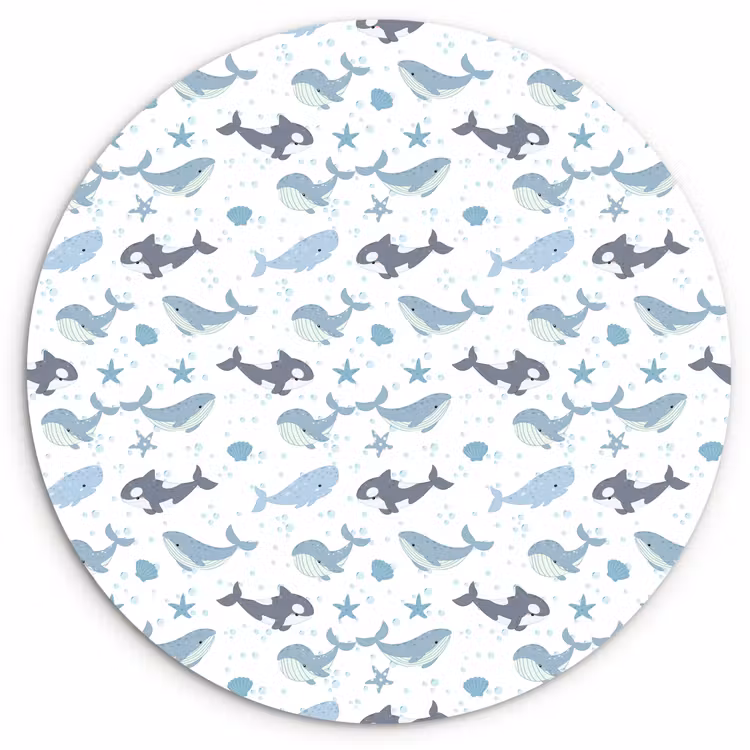 Oceaan - Walvis - Orka - Blauw Wandcirkel kunststof plaat 5mm dik klein 188 -3d