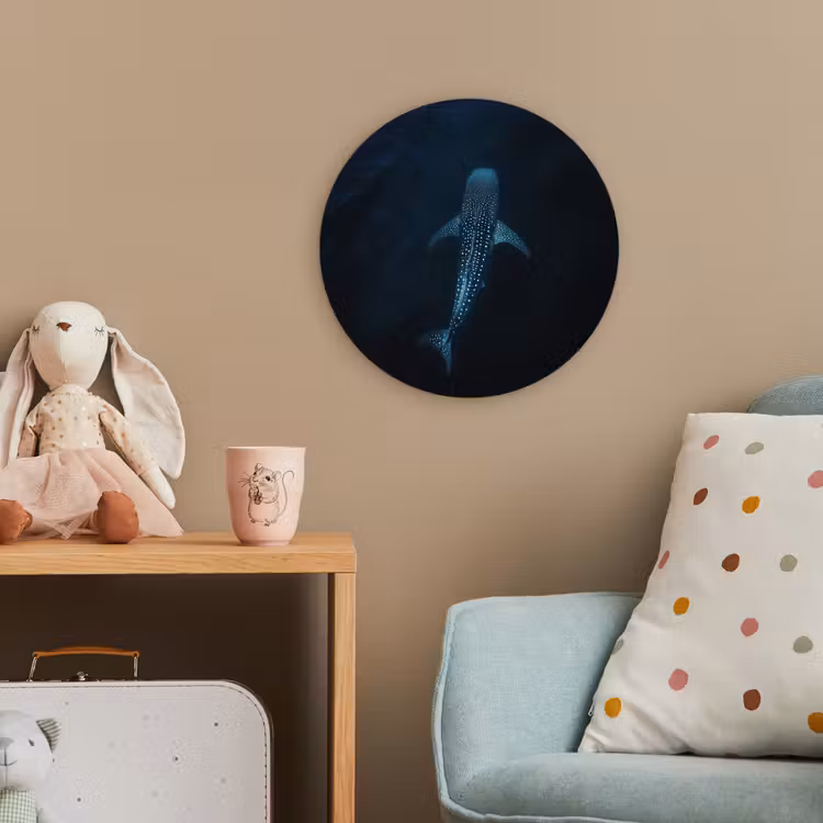 Oceaan - Walvishaai - Donkerblauw - Vlekken Wandcirkel kunststof plaat 5mm dik klein -tsfeer1_kind