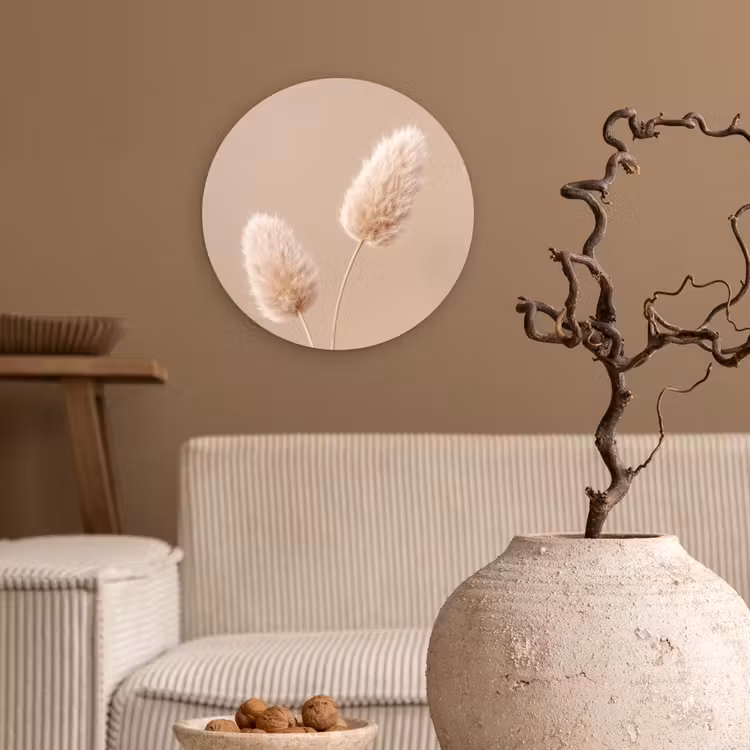 Pampas pluimen - Beige - Planten Wandcirkel kunststof plaat 5mm dik klein -sfeer1