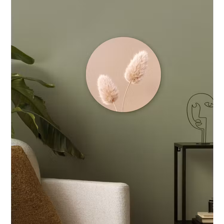 Pampas pluimen - Beige - Planten Wandcirkel kunststof plaat 5mm dik klein -sfeer3
