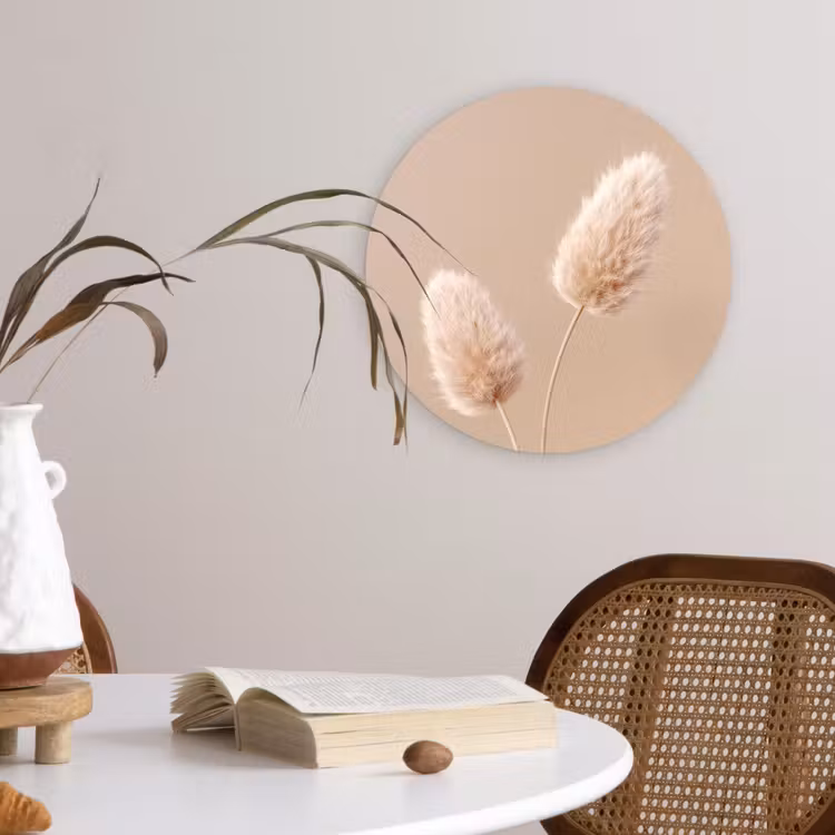 Pampas pluimen - Beige - Planten Wandcirkel kunststof plaat 5mm dik klein -sfeer4