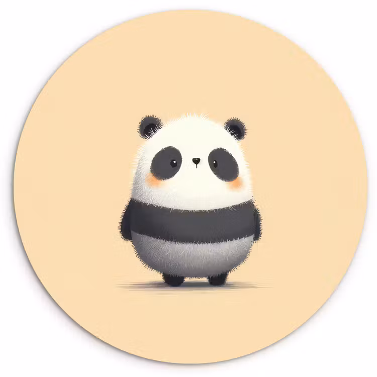 Panda - Beige - Minimalistisch Wandcirkel kunststof plaat 5mm dik klein -3d