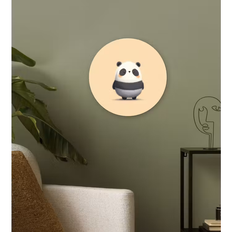 Panda - Beige - Minimalistisch Wandcirkel kunststof plaat 5mm dik klein -sfeer3