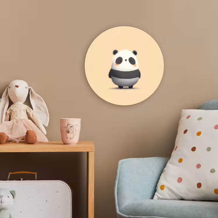 Panda - Beige - Minimalistisch Wandcirkel kunststof plaat 5mm dik klein -tsfeer1_kind
