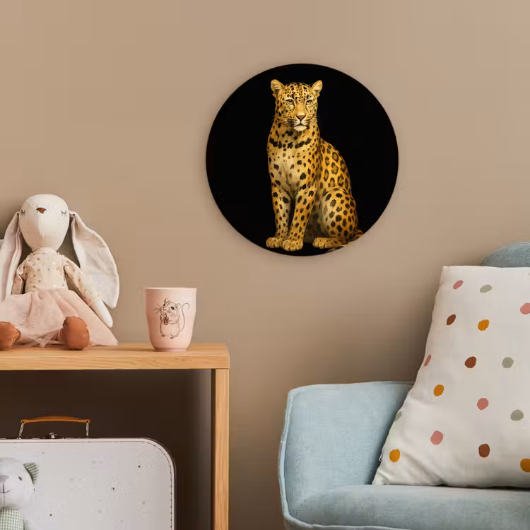Panter - Realistisch - Bruin Wandcirkel kunststof plaat 5mm dik klein -tsfeer1_kind