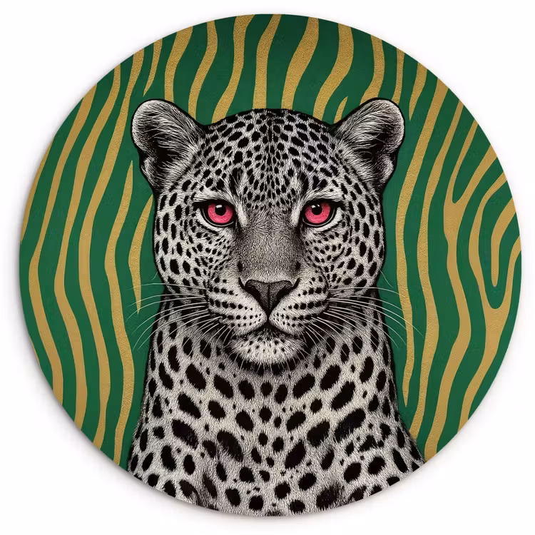Panter - Zebrapatroon - Groen Wandcirkel kunststof plaat 5mm dik klein -3d