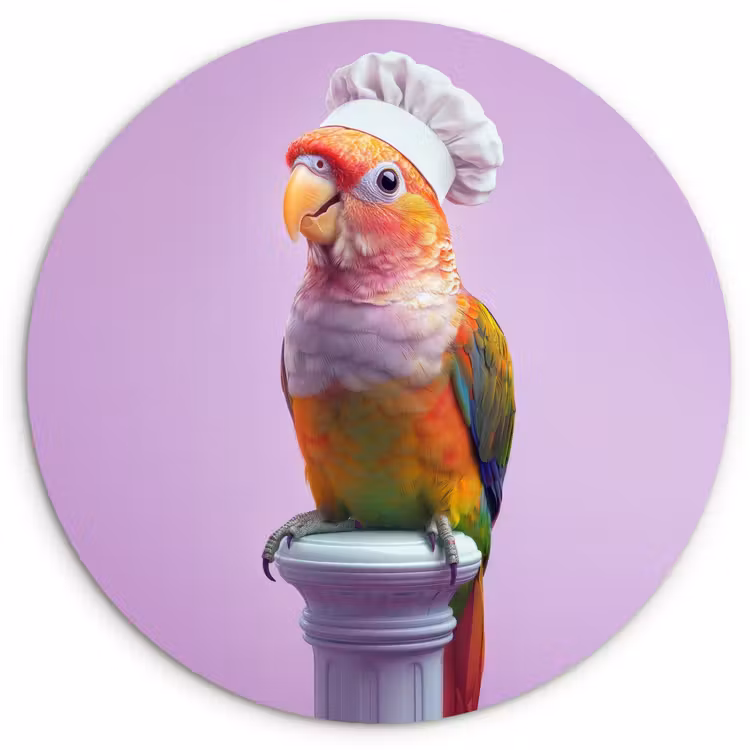 Papegaai - Koksmuts - Pilaar - Vogel Wandcirkel kunststof plaat 5mm dik klein -3d