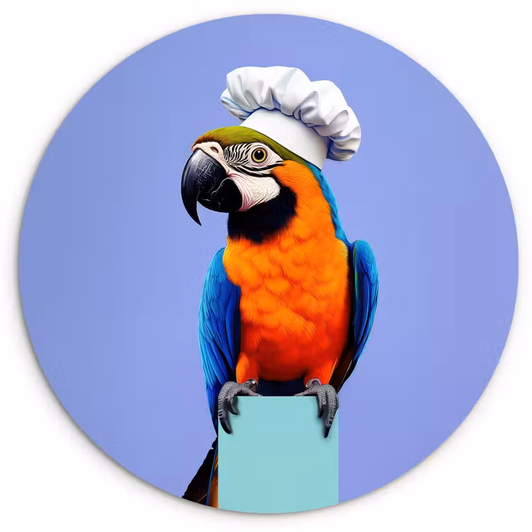 Papegaai - Koksmuts - Vogel - Leuk Wandcirkel kunststof plaat 5mm dik klein -3d