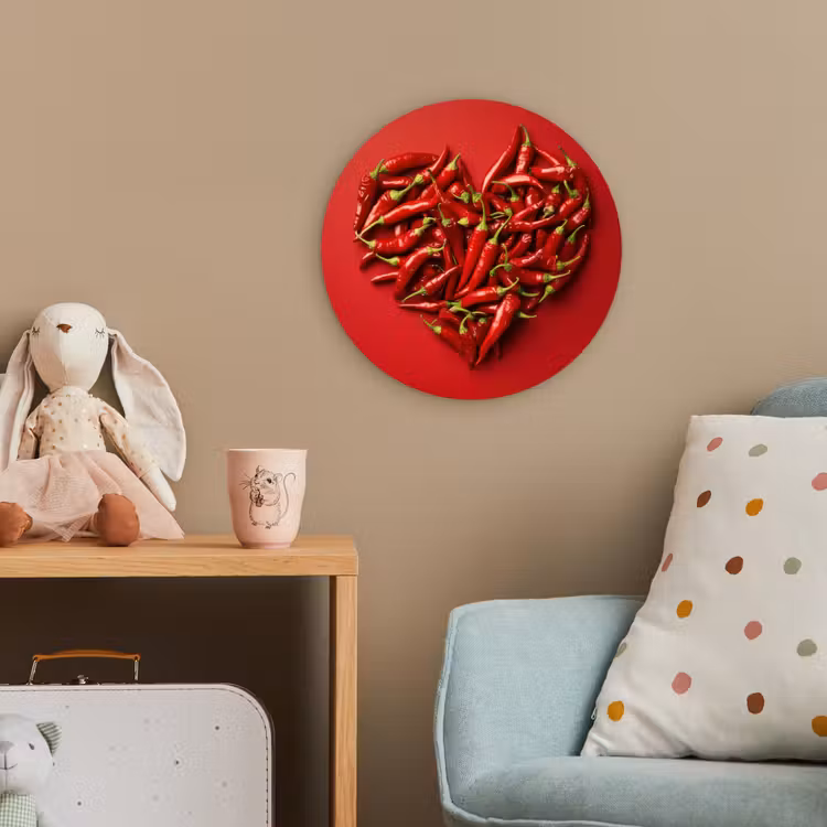 Pepers - Rood - Hart Wandcirkel kunststof plaat 5mm dik klein -tsfeer1_kind