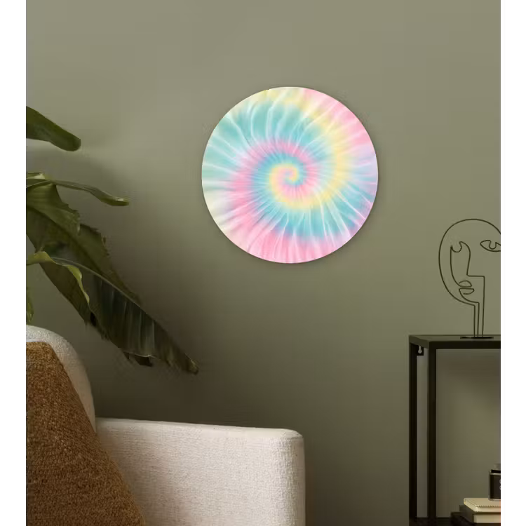 Pasteltinten - Tie dye - Roze Wandcirkel kunststof plaat 5mm dik klein -sfeer3