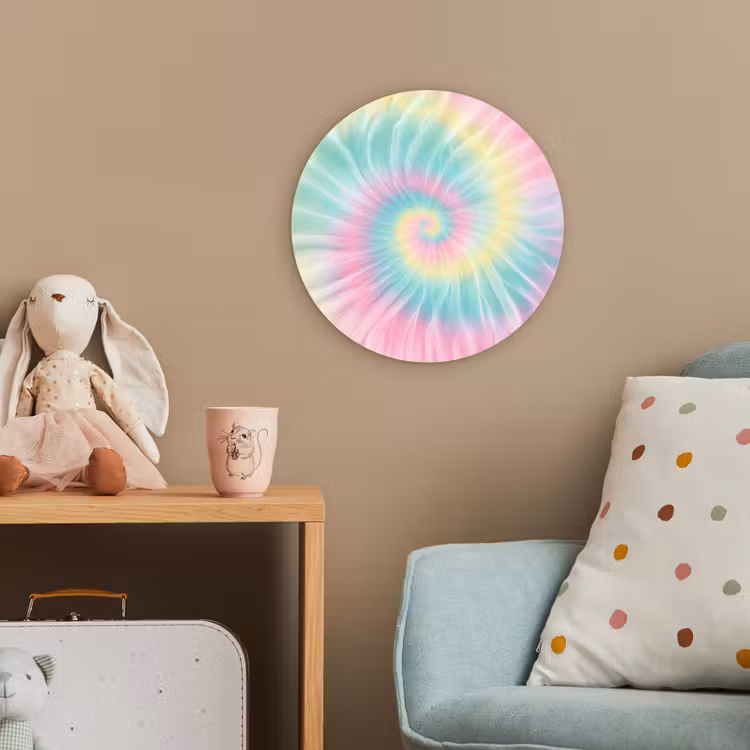 Pasteltinten - Tie dye - Roze Wandcirkel kunststof plaat 5mm dik klein -tsfeer1_kind