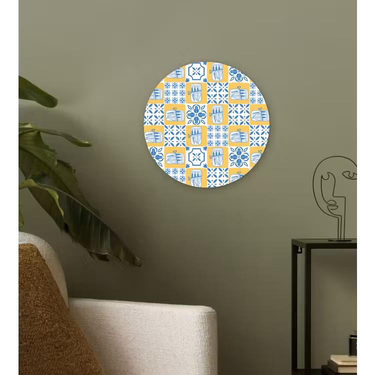 Zee - Geel - Blauw - Wit Wandcirkel kunststof plaat 5mm dik klein 188 -sfeer3