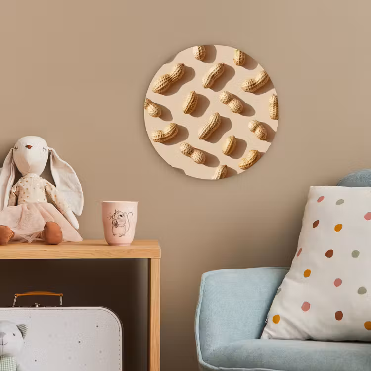 Pinda's - Patroon - Beige Wandcirkel kunststof plaat 5mm dik klein -tsfeer1_kind