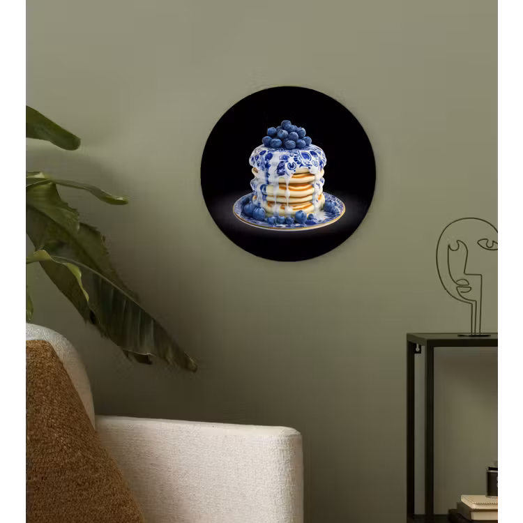 Pannenkoeken - Blauwe Bessen - Bord Wandcirkel kunststof plaat 5mm dik klein -sfeer3