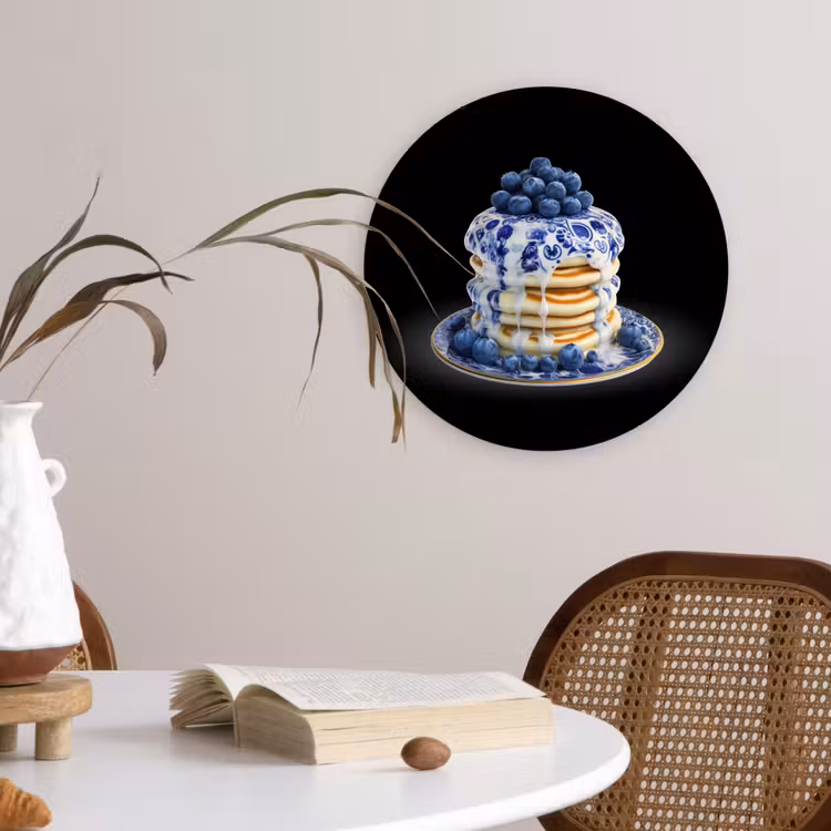 Pannenkoeken - Blauwe Bessen - Bord Wandcirkel kunststof plaat 5mm dik klein -sfeer4
