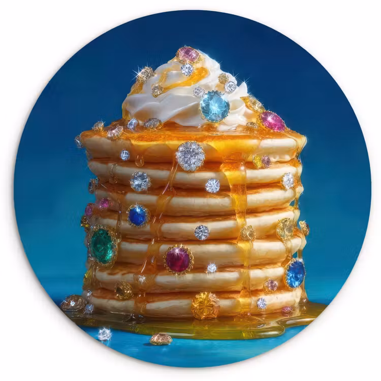 Pannenkoeken - Steentjes - Glitter - Slagroom Wandcirkel kunststof plaat 5mm dik klein -3d