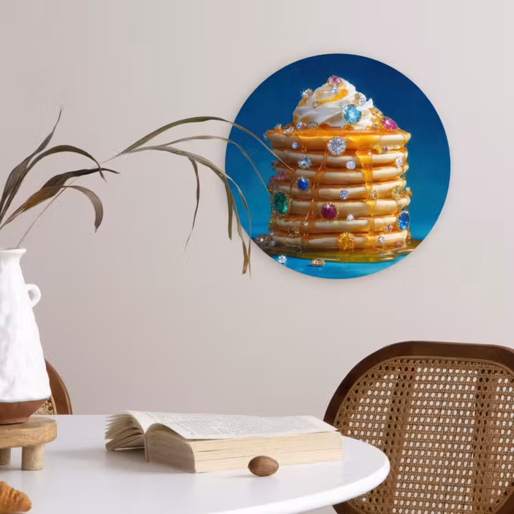 Pannenkoeken - Steentjes - Glitter - Slagroom Wandcirkel kunststof plaat 5mm dik klein -sfeer4