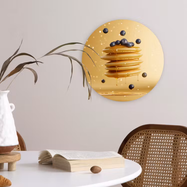 Pannenkoeken - Eten - Honing - Geel Wandcirkel kunststof plaat 5mm dik klein -sfeer4