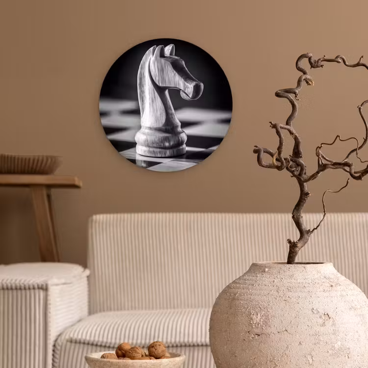 Paard - Hout - Schaalbord - Zwart Wandcirkel kunststof plaat 5mm dik klein -sfeer1