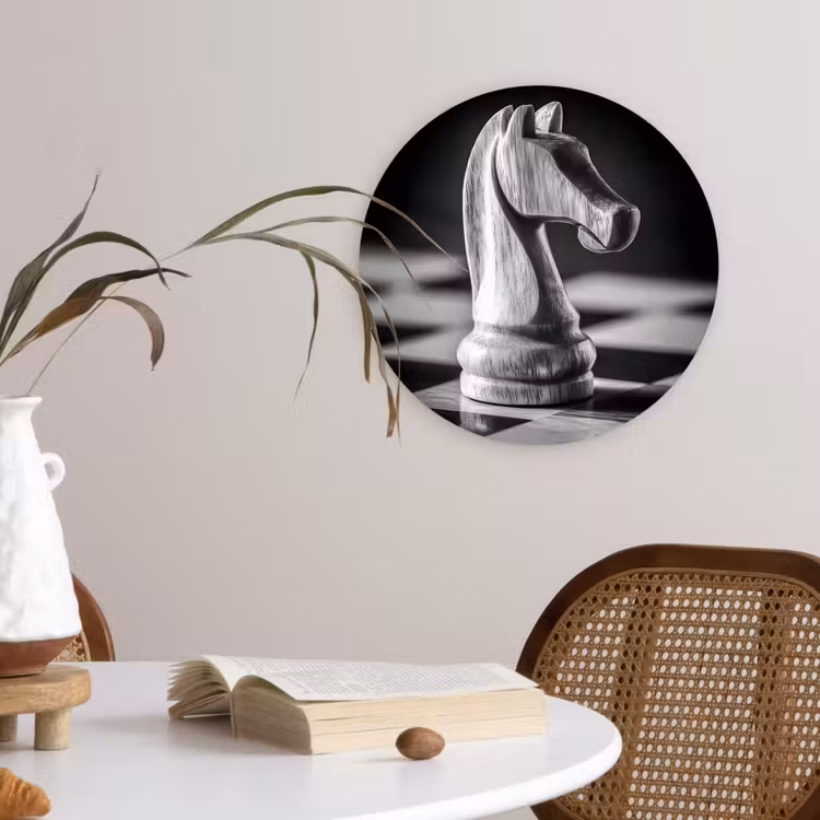 Paard - Hout - Schaalbord - Zwart Wandcirkel kunststof plaat 5mm dik klein -sfeer4