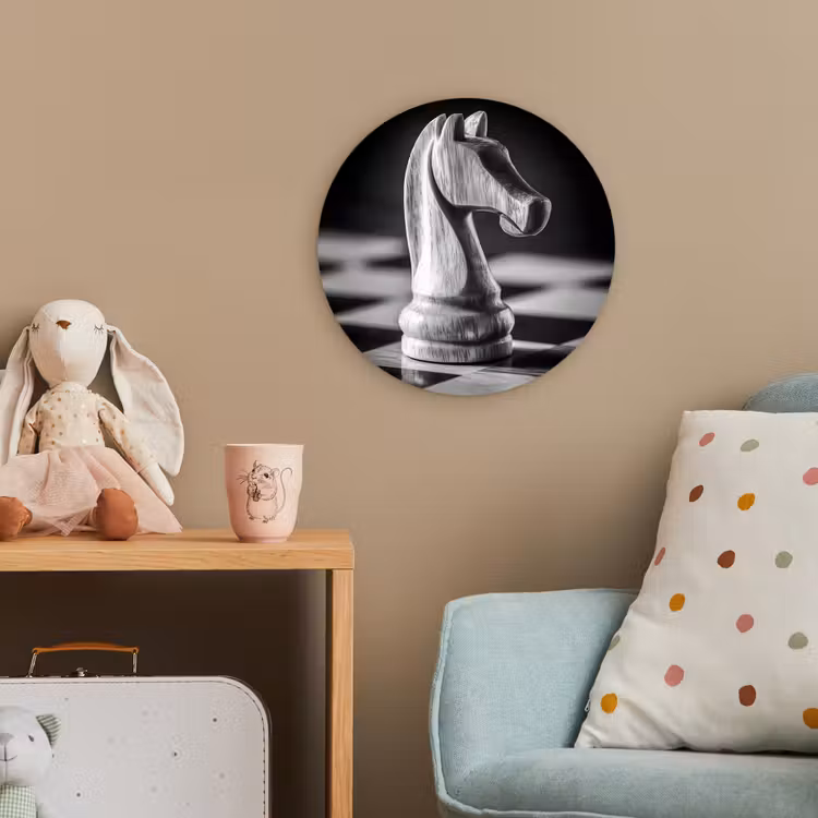 Paard - Hout - Schaalbord - Zwart Wandcirkel kunststof plaat 5mm dik klein -tsfeer1_kind