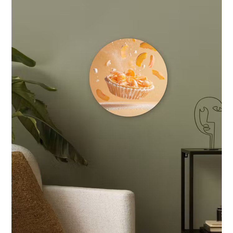 Peach - Eten - Taart - Oranje Wandcirkel kunststof plaat 5mm dik klein -sfeer3